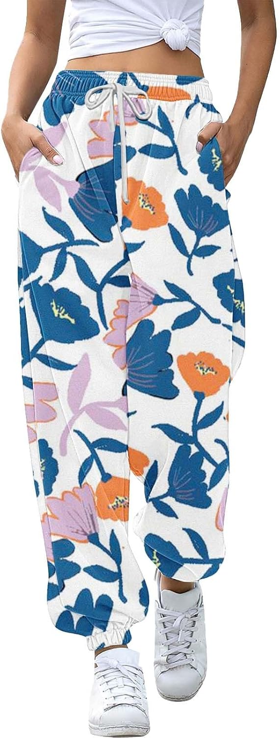 Wide Leg Sweatpants for Women Casual Cute Clothes for Teen Pre Girls 10-12 Fleece Sweatpants with Elastic Cuff