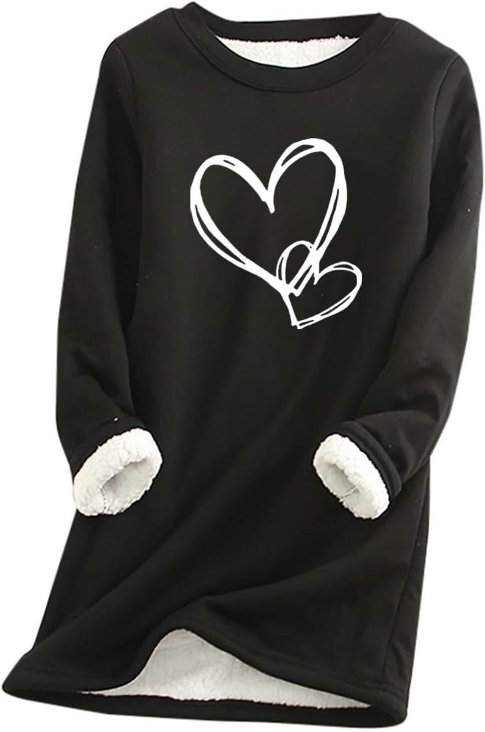 Women Fleece Lined Sweatshirts Crewneck Long Sleeve Comfrt Hoodies for Anxiety Womens Shirts Winter Warm Pullover Top