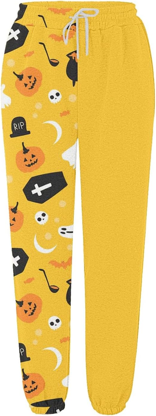 Women Halloween Sweatpants High Waisted Cinch Bottom Sporty Active Joggers Pants Baggy Lounge Bottoms with Pockets
