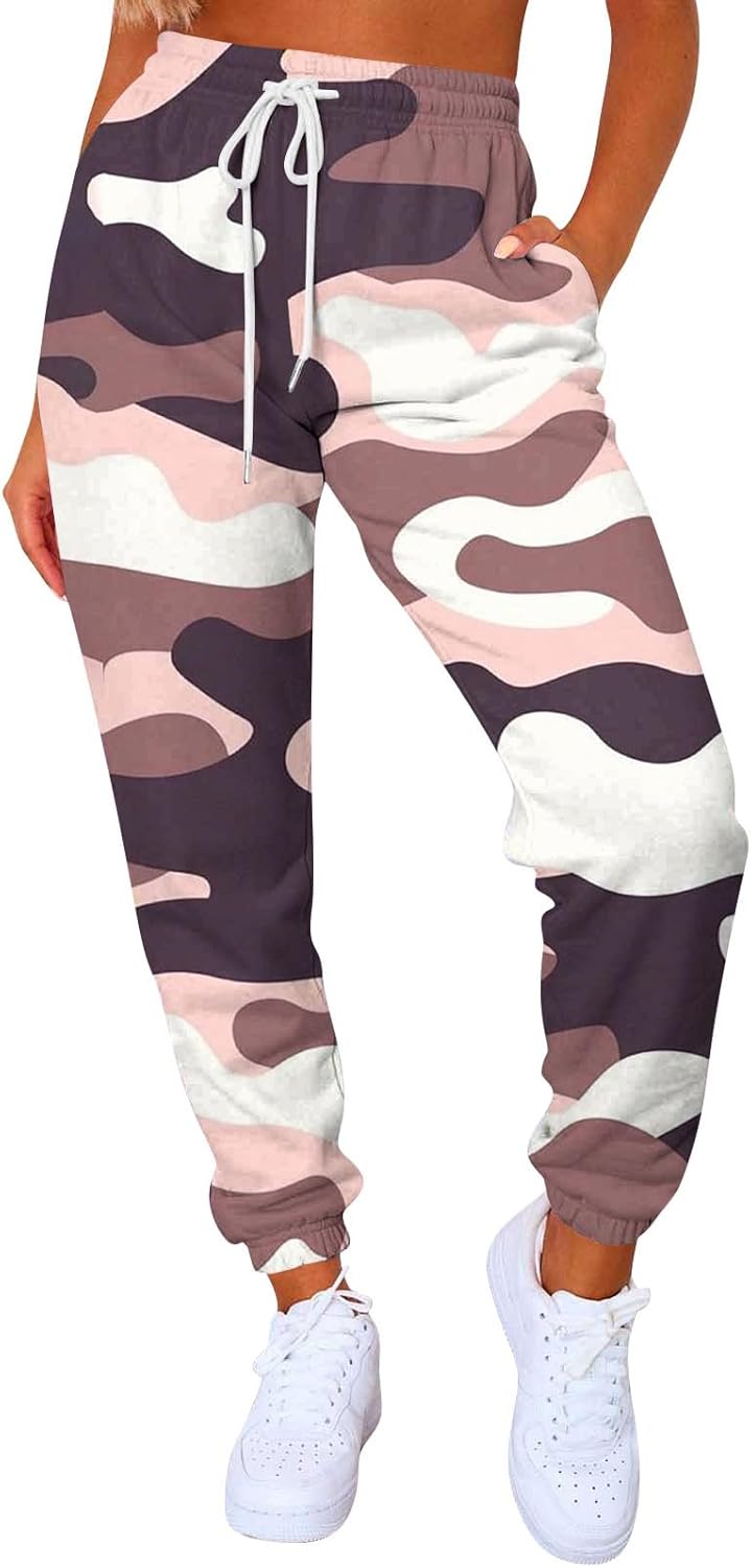 Women Wide Leg Sweatpants Drawstring Straight Leg High Waisted Baggy Sweatpants with Pockets Elastic Lounge Pants