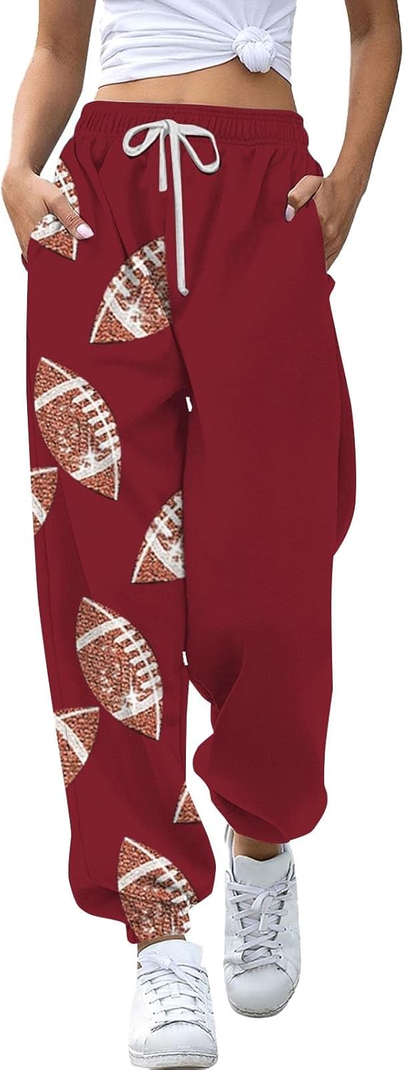 Women Xmas Sweatpants Elastic Waisted Joggers Cinch Bottoms High Waisted Pants Casual Baggy Workout Christmas Pants