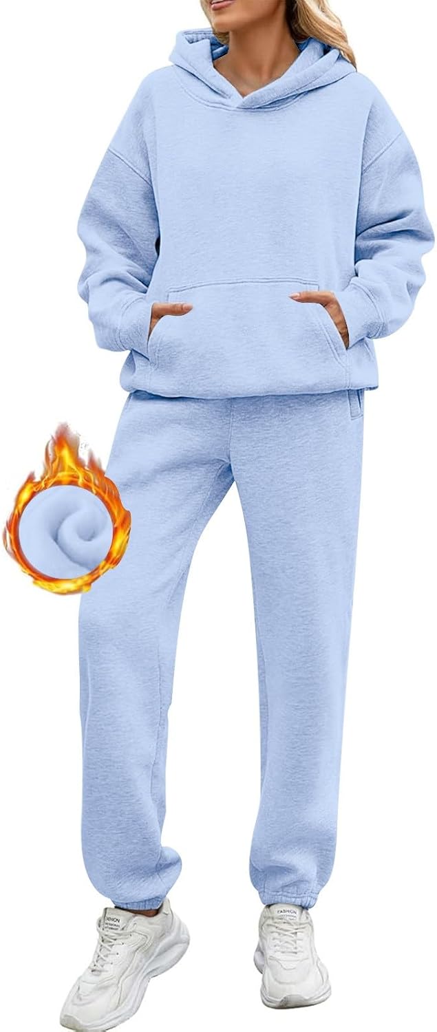 Womens 2 Piece Outfits Lounge Hoodie Sweatsuit Sets Oversized Sweatshirt Baggy Fall Fashion Sweatpants with Pockets