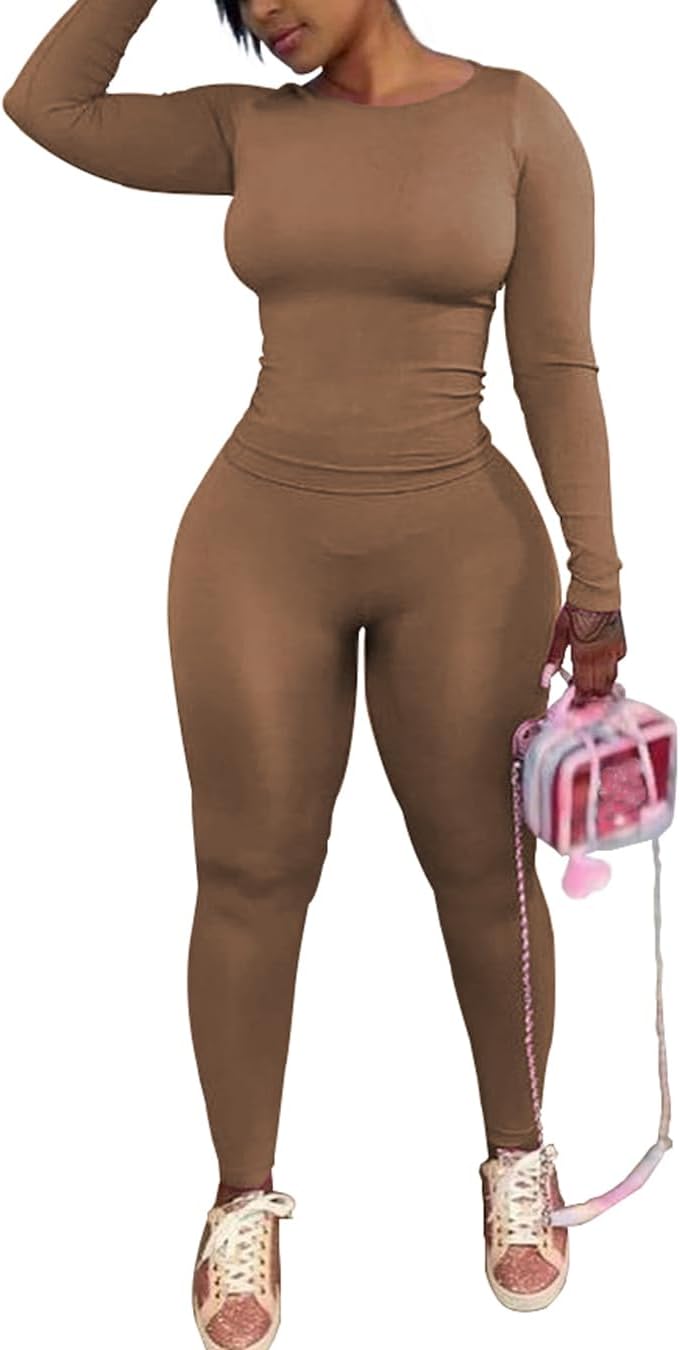 Women’s 2 Piece Outfits Track Suits Long Sleeve Top Jogger Legging Pants Workout Sets for women