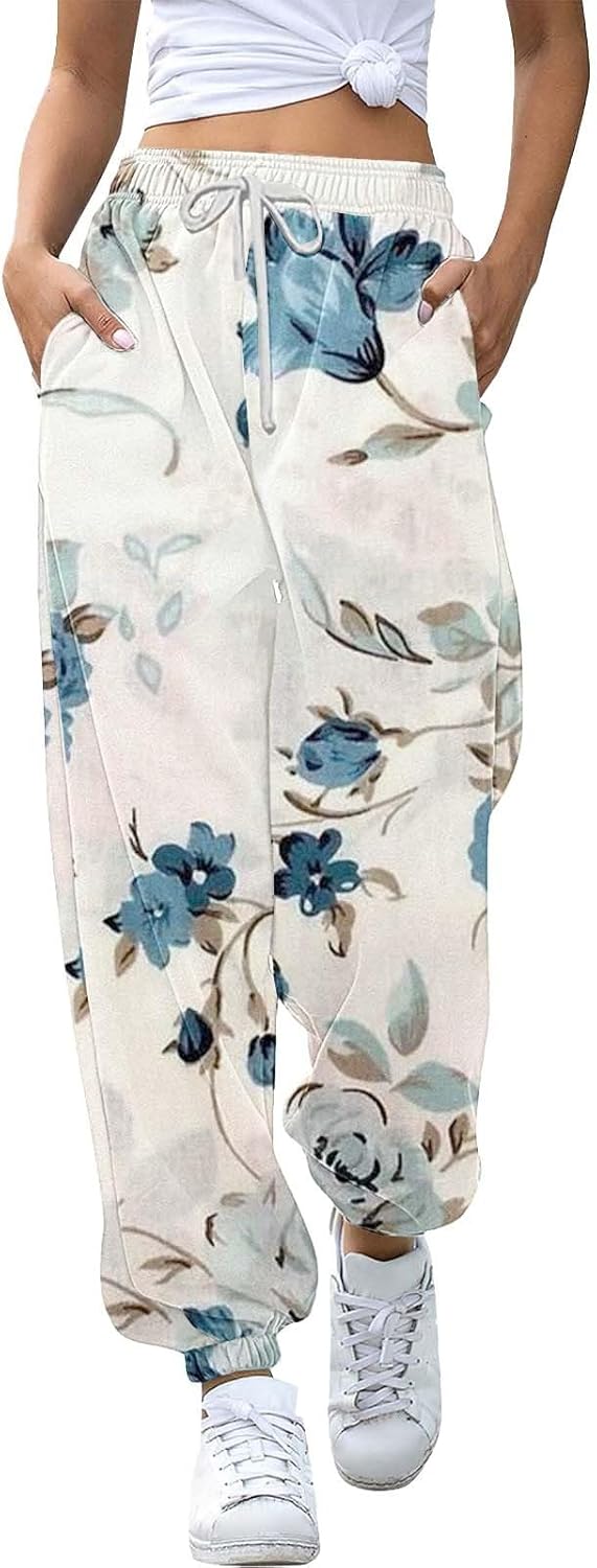 Women’s Baggy Cargo Sweatpants Women’s French Terry Fleece Jogger Sweatpant Leggings High Waist Tummy Control