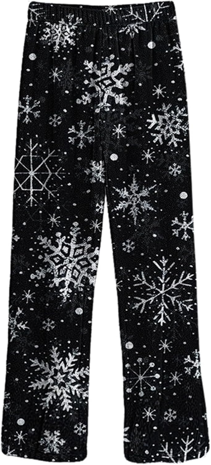 Women's Flannel High Rise Fleece Barrel Pants Casual Baggy Elastic Women's Flannel High Rise Fleece Barrel Pants Casual Baggy Elastic Waist Sherpa Sweatpants Wide Leg Pjs with Pockets