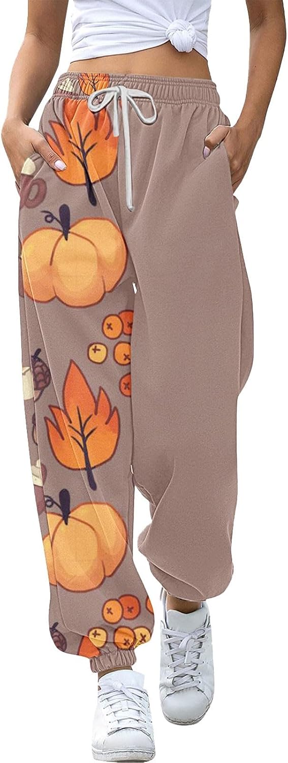 Women’s Halloween Sweatpants High Waisted Cinch Bottom Sporty Active Joggers Baggy Lounge Bottoms Pants with Pockets
