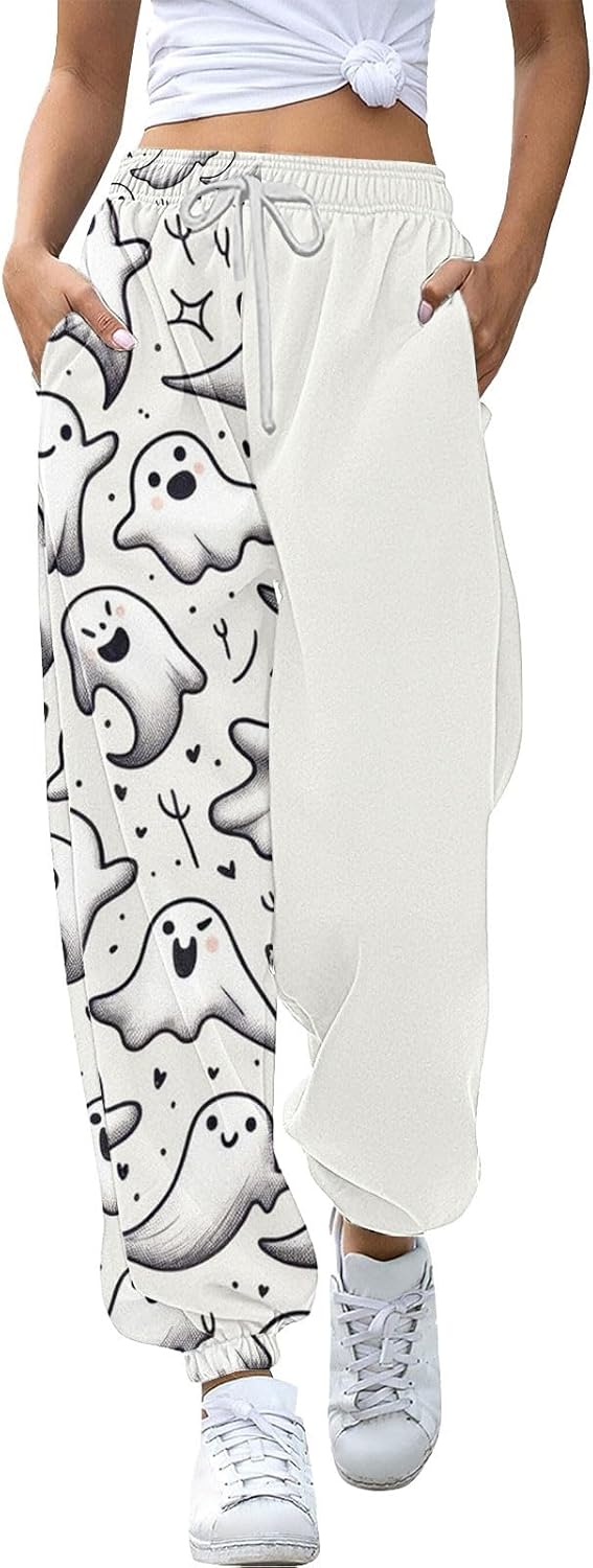 Womens High Waist Sweatpants Zip Pullover Drop Shoulder Sweatshirts Fall Trendy Womens Cargo Sweatpants Wide Leg