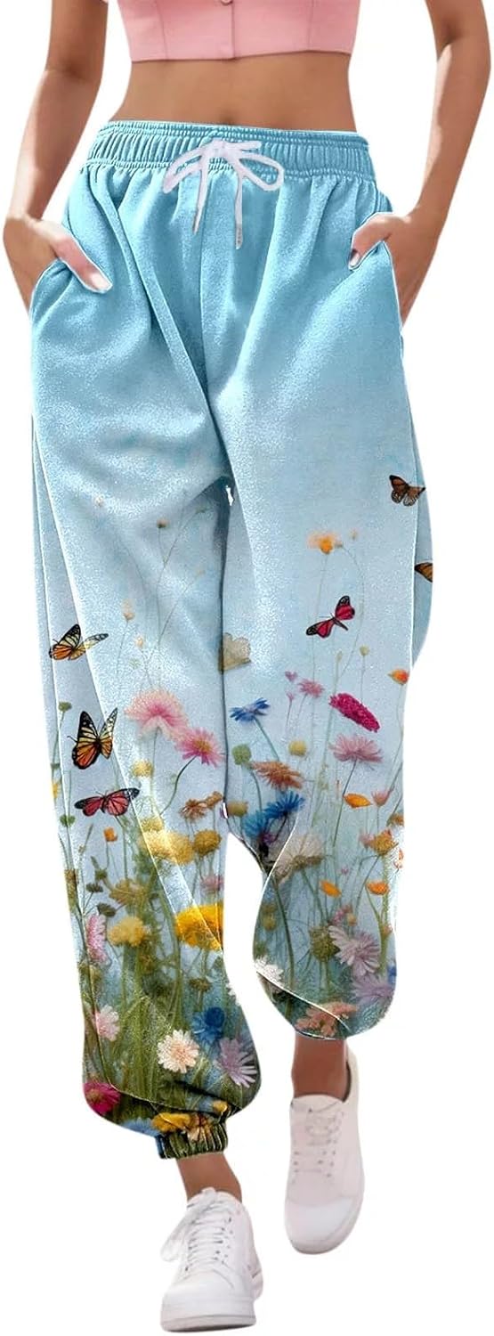 Women’s High Waisted Sweatpants Workout High Waisted Cinch Bottom Yoga Pants with Pockets Jogging Leggings