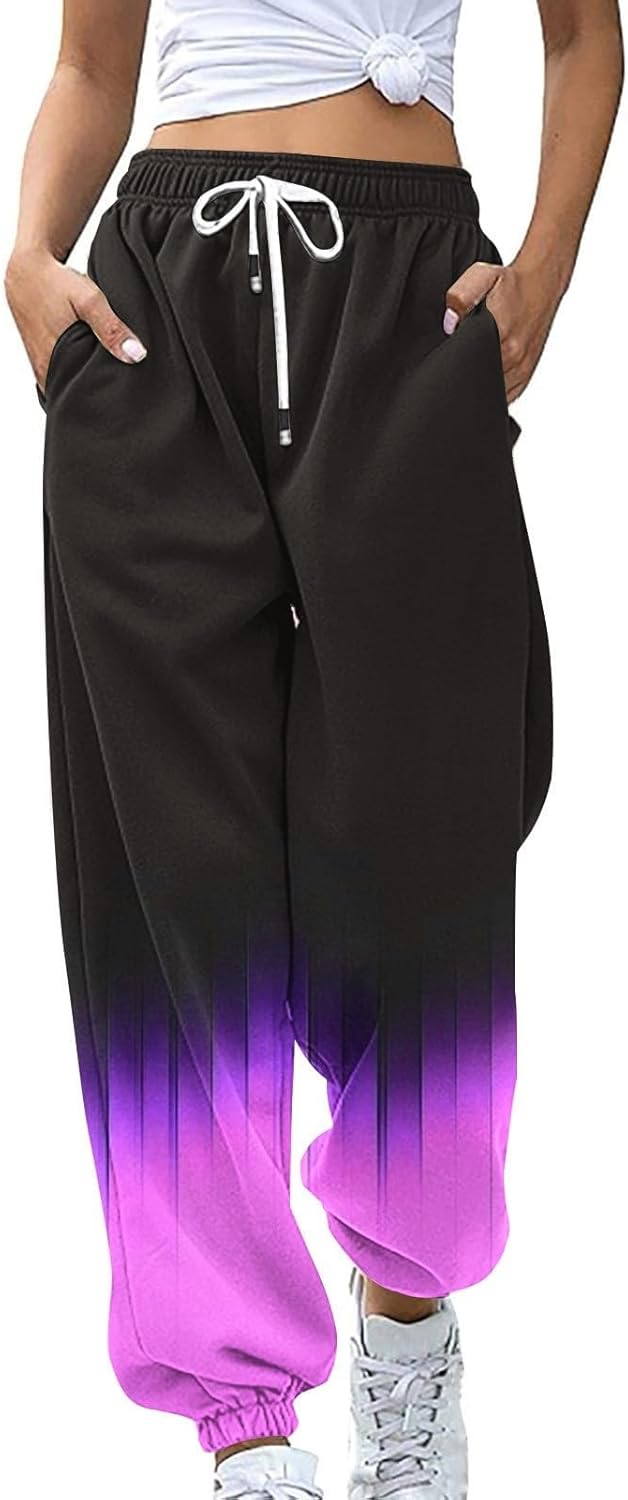 Women’s Sweatpants 2024 Baggy High Waist Straight Leg Joggers Soft Juniors Sweat Pants with Pockets