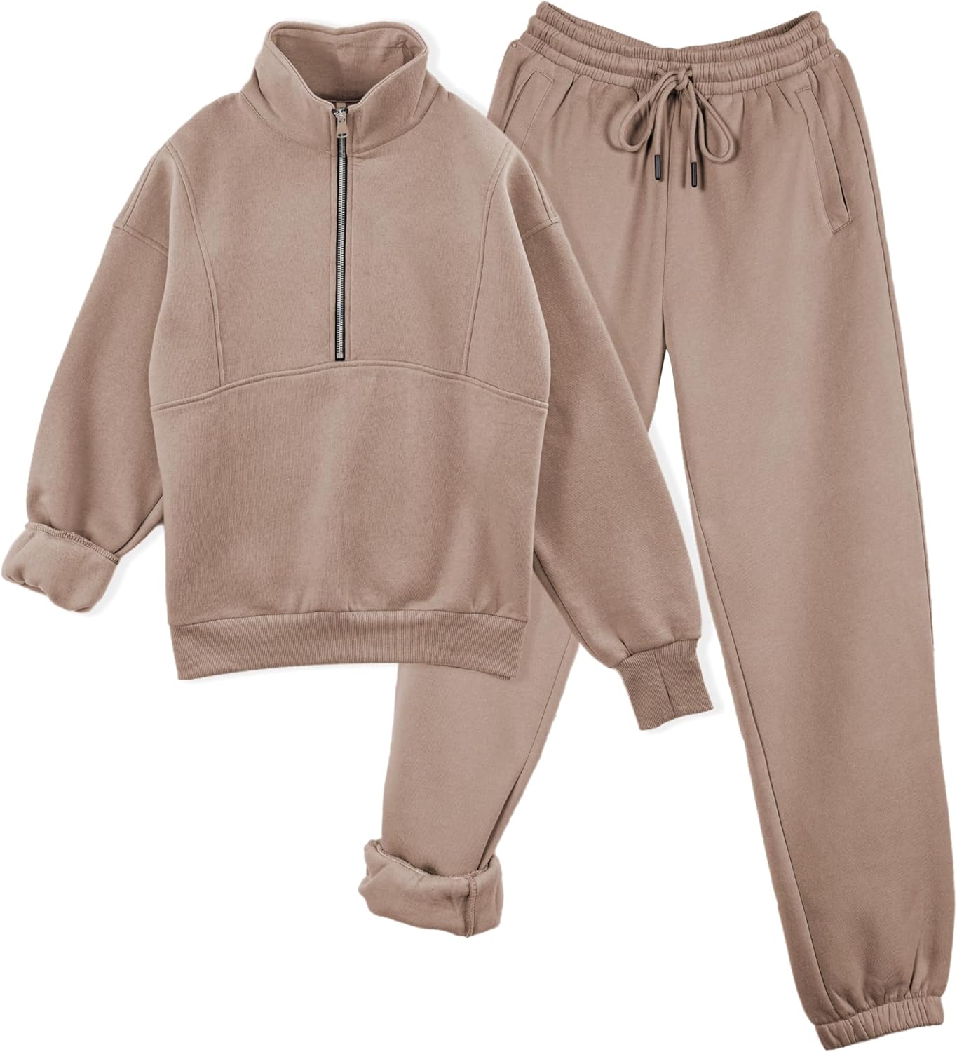 Womens Sweatsuits Fleece Lined Jogging Sweatpants and Half Zip Sweatshirts 2 Piece Matching Sweat Sets