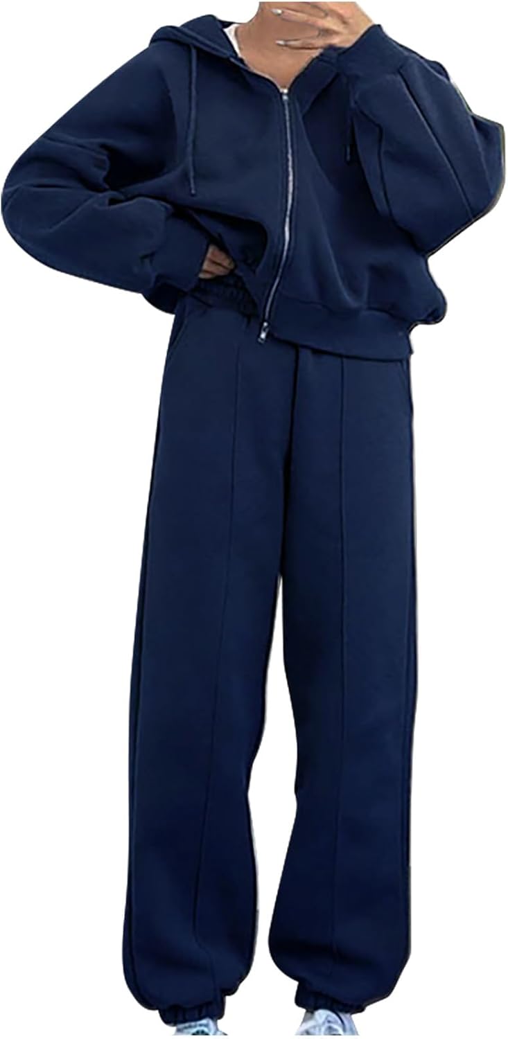 Womens Two Piece Sets Dressy Sweatsuit Lounge Set Zip Up Pullover with Jogger Airport Tracksuit Matching Pants Set