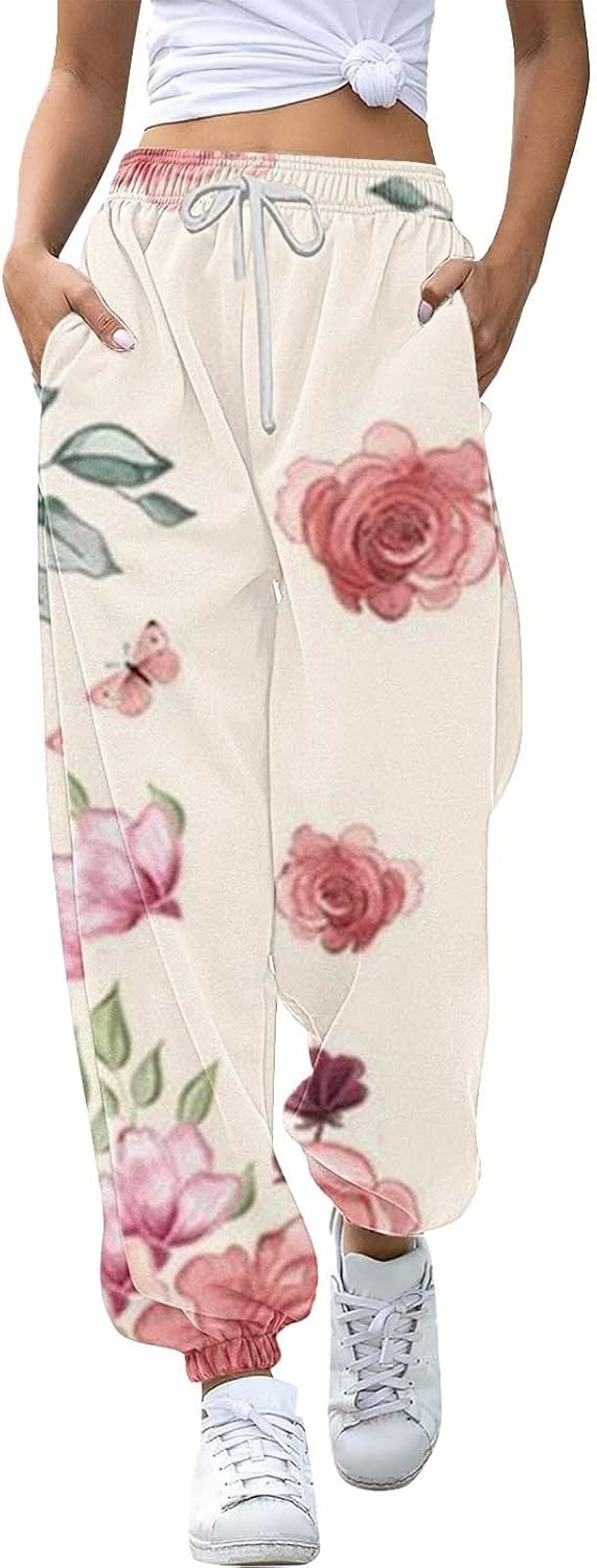 Womens Work Loose Breathable Color Blocking Gradient Casual Pants Side Pockets Leg Opening Drawstring Seasonal Pants