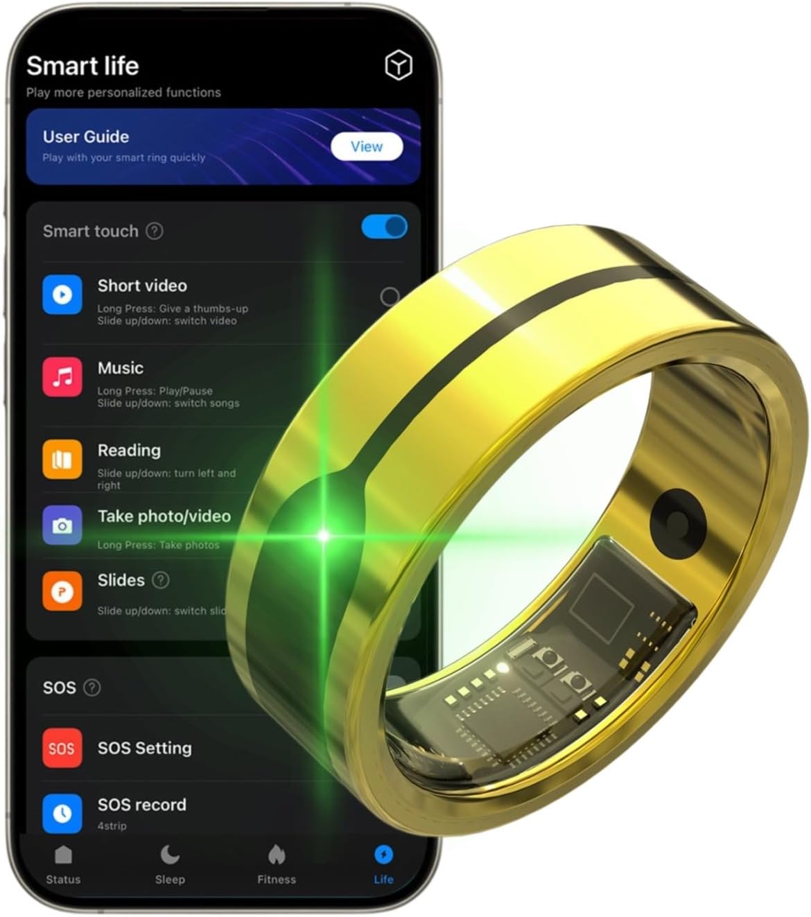 Yoidesu Smart Ring, Wearable Health for Men & Women, Wearable Fitness Ring with Charging Case, Sleep Tracking Ring for Heart Rate Step Count Body Exercise Monitor (Size 12)