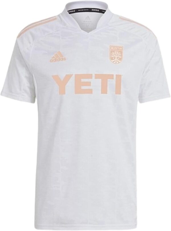 adidas Austin FC MLS Men's Condivo21 Short Sleeve Soccer Jersey, White/Glow Pink