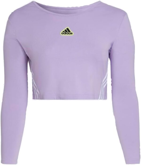 adidas Womens Sportswear Hyperpulse Crop Long Sleeve T-Shirt, Purple Glow