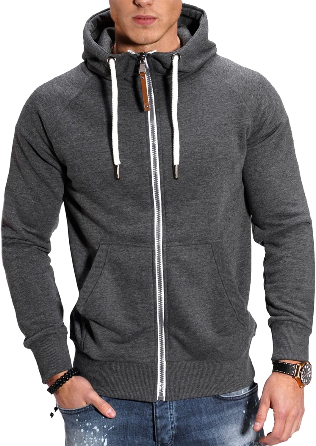 evzosrz Men’s Full Zip Fleece Hoodies Zipper Hooded Jackets Slim Fit Long Sleeve Long Sleeve Athletic Lightweight Sweatshirt