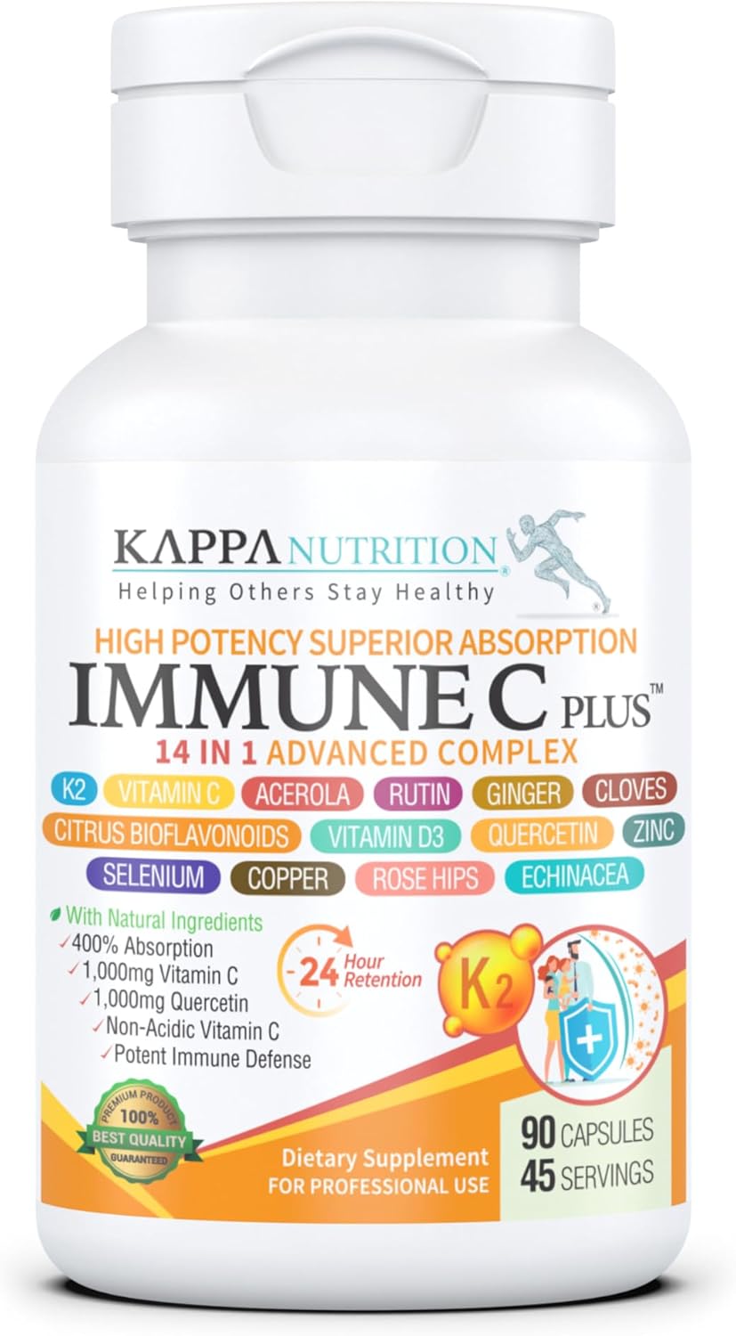 (90 Capsules), Quercetin 1,000mg, Vitamin C 1,000mg, Zinc 50mg, Vitamin D3 5,000iu, Selenium, Copper, Acerola, Ginger, Rutin, Bitter Orange, Rose Hips, Echinacea, Immune C Plus, 14 in 1 Immune C Plus