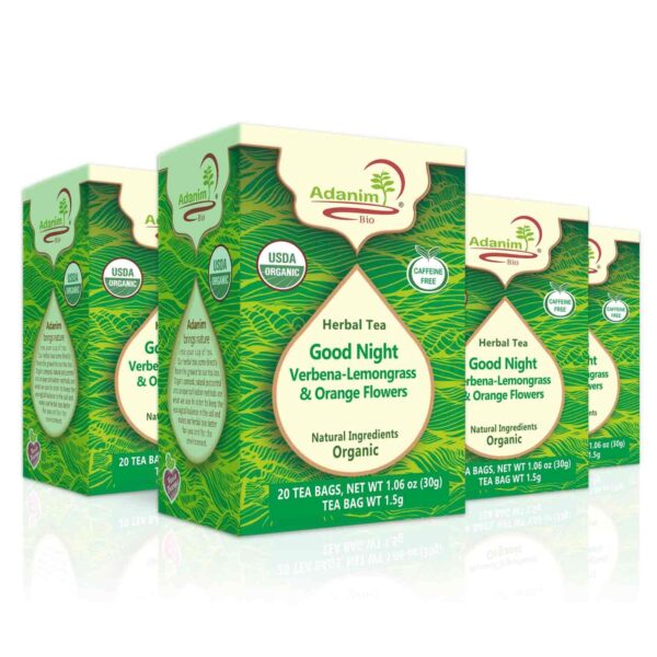Adanim Bio Lemon Verbena Tea with Lemongrass Tea, Value Pack 80 Teabags, Lemongrass Tea Bags, Caffeine Free Tea Lemon Grass, USDA-Certified Organic, Non-GMO, Kosher Tea Bags