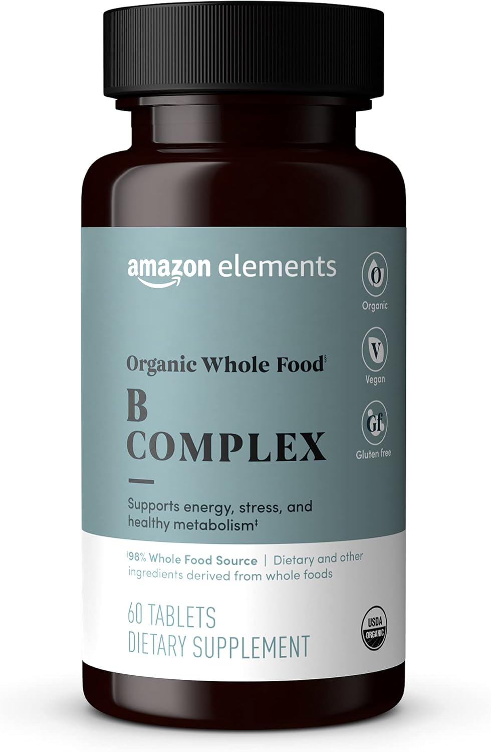 Amazon Elements Organic Whole Food B Complex, 60 tablets