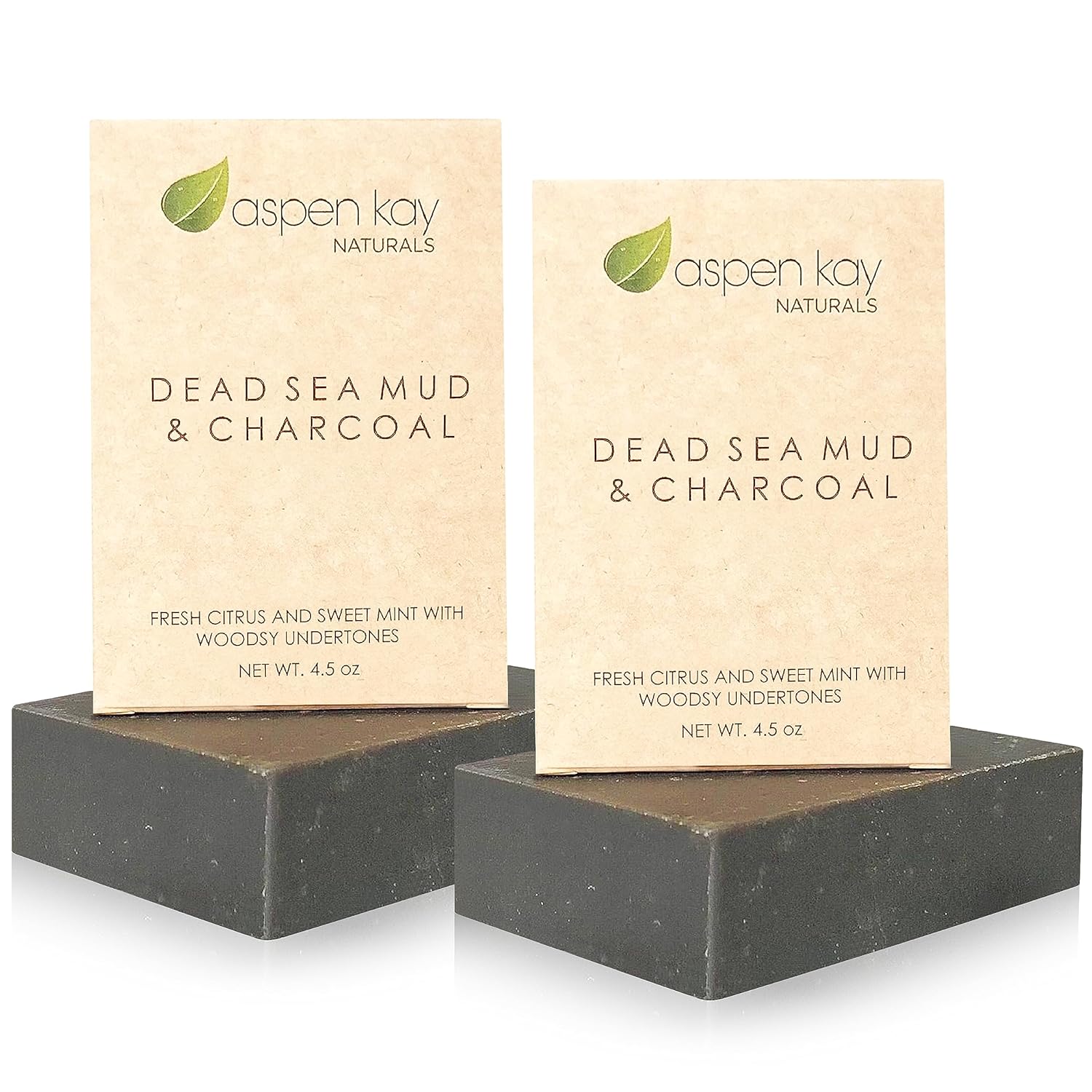 Aspen Kay Naturals Handmade Dead Sea Mud Soap Bar for Face & Body (2 Pack) – Natural & Organic – Activated Charcoal & Pure Essential Oils 4.5 oz Per Bar
