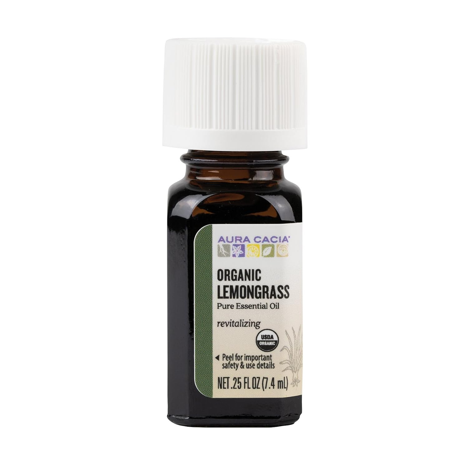 Aura Cacia Certified Organic Lemongrass Essential Oil, 0.25 Ounce (Pack of 12)