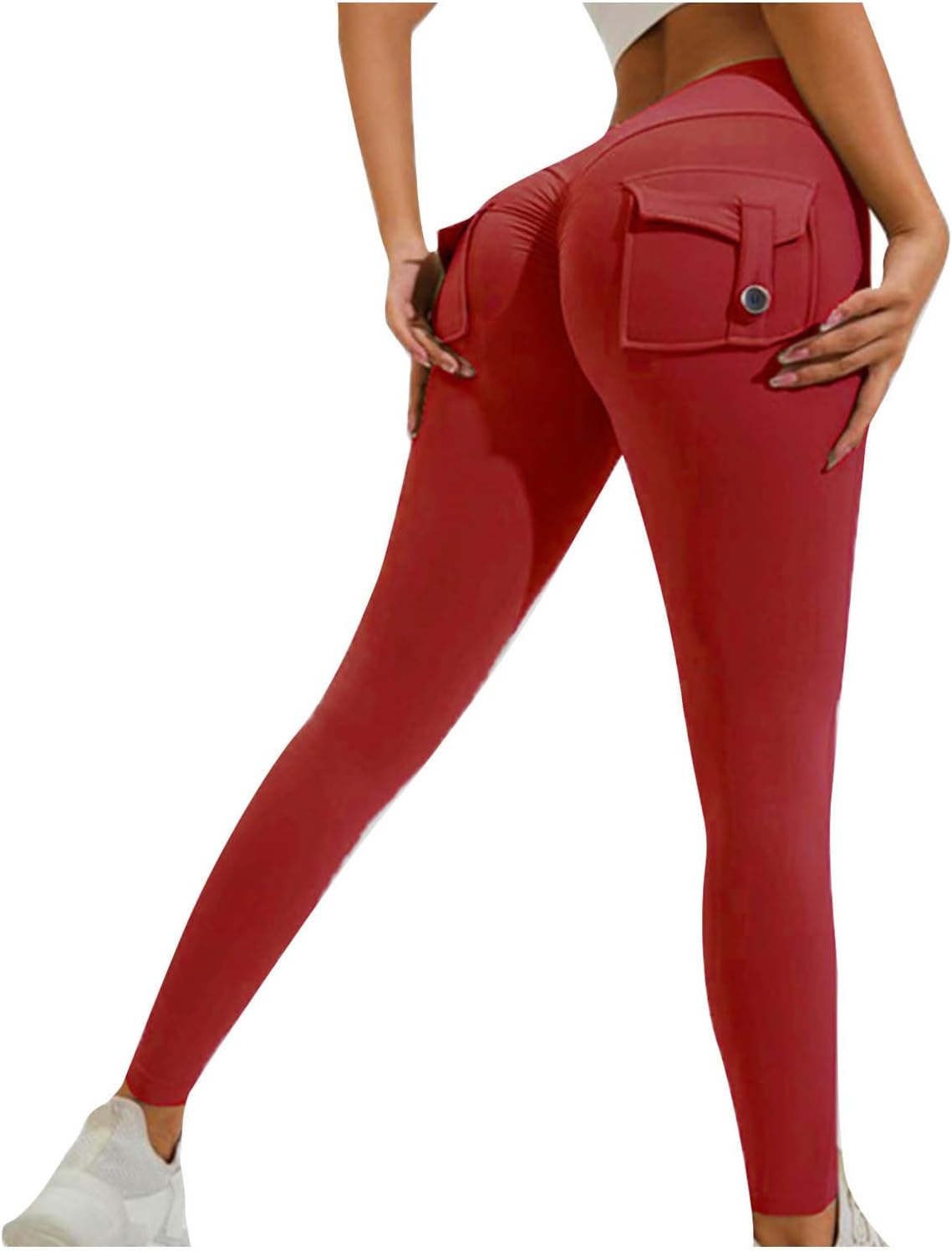 DASAYO Solid Color Yoga Pants for Women Stretch Activewear Leggings with Back Pockets Full Length Running Pant