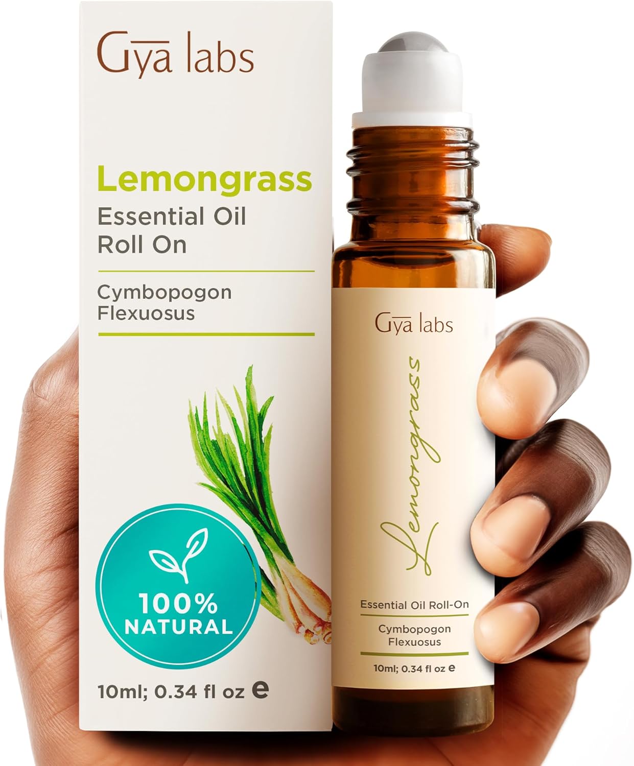 Gya Labs Lemongrass Essential Oil Roll on – Refreshing Aromatherapy for Skin, Outdoor Protection – 100% Pure and Natural Lemongrass Perfume Oil Roller, Travel Size (0.34 Fl Oz)