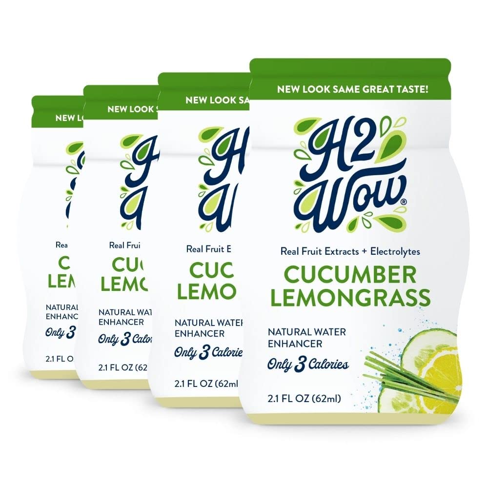 H2wOw Water Enhancer Drops – ORGANIC & Natural Extracts of Real Fruit – a Hint of Organic Stevia – Makes 768 oz of Delicious Cucumber Lemongrass Flavored Water
