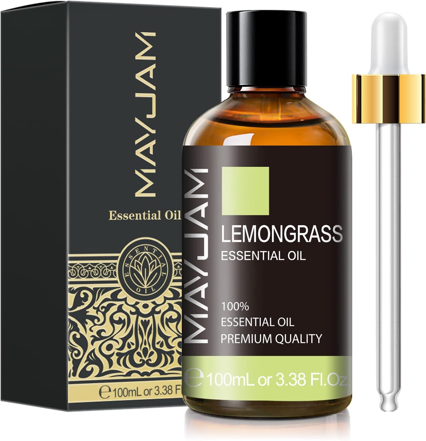 Lemongrass Essential Oil, 3.38fl.oz, MAYJAM Premium Essential Oils with Glass Dropper, Lemongrass Oil for Diffuser, Aromatherapy