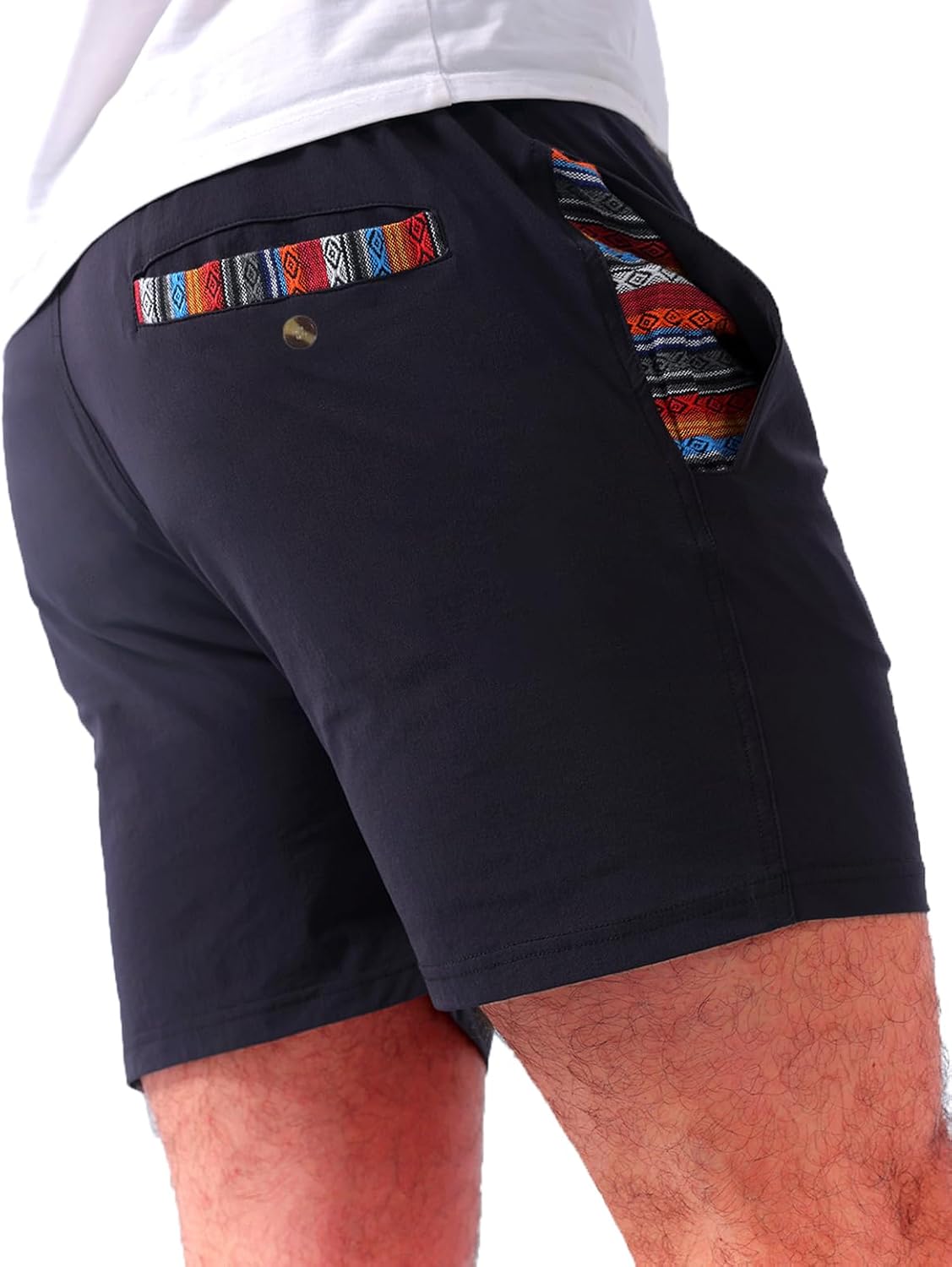 Loopory Mens Casual Shorts-Drawstring Summer Beach Stretch Twill Golf Shorts-Anti-Wrinkle Fabric-5″&7″