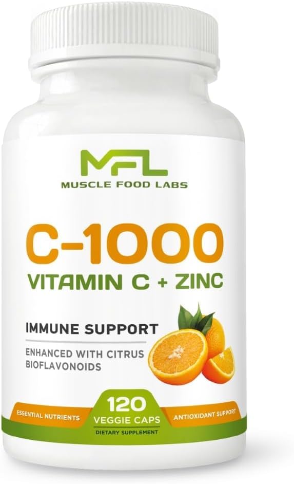MFL C-1000 | Vitamin C, 1000mg | Zinc, 25mg | Non-GMO & Gluten Free | 120 Veggie Caps | 120 Servings