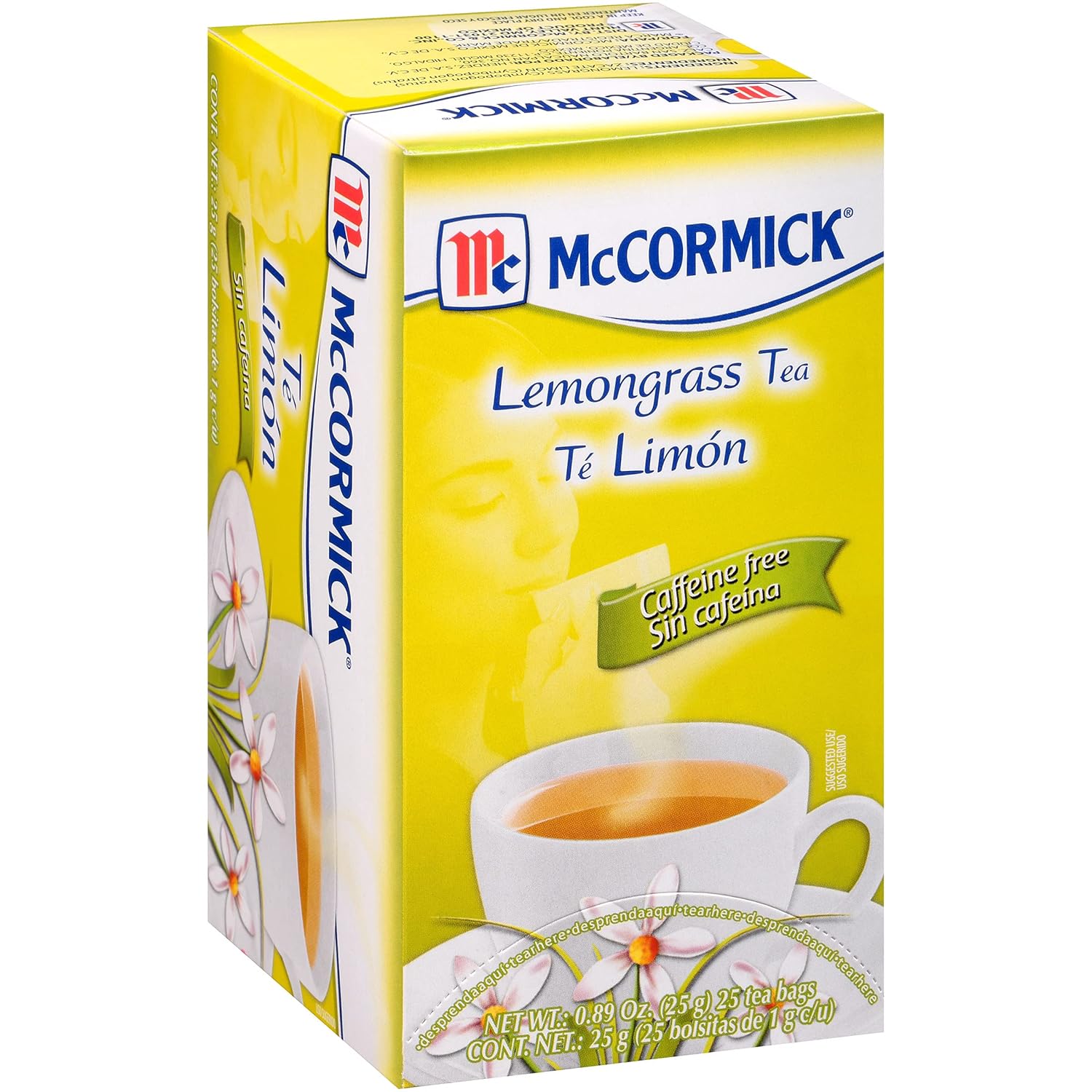 McCormick 25 Count Caffeine Free Lemongrass Tea Bags, 0.89 oz