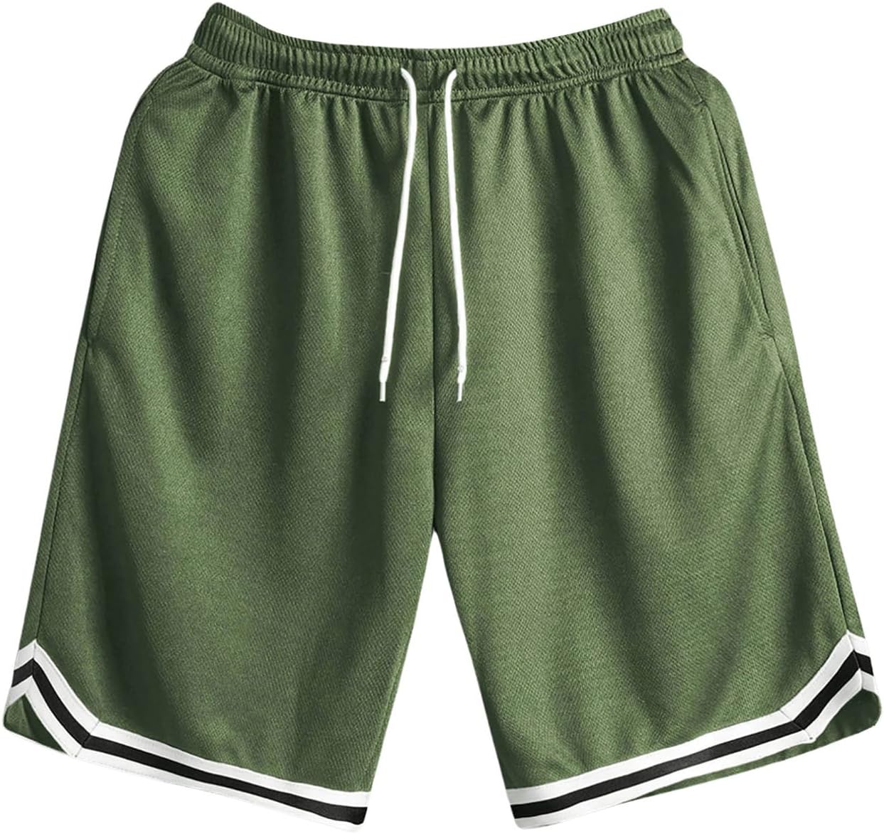 Men’s Striped Trim Drawstring Waist Shorts Summer Casual Loose Fit Track Shorts