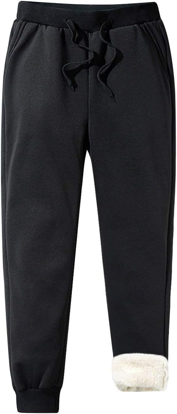 Mens Sweatpants Winter Fleece Lined Thermal Jogger Pants Drawstring with Zipper Pockets Lightweight Athletic Pants