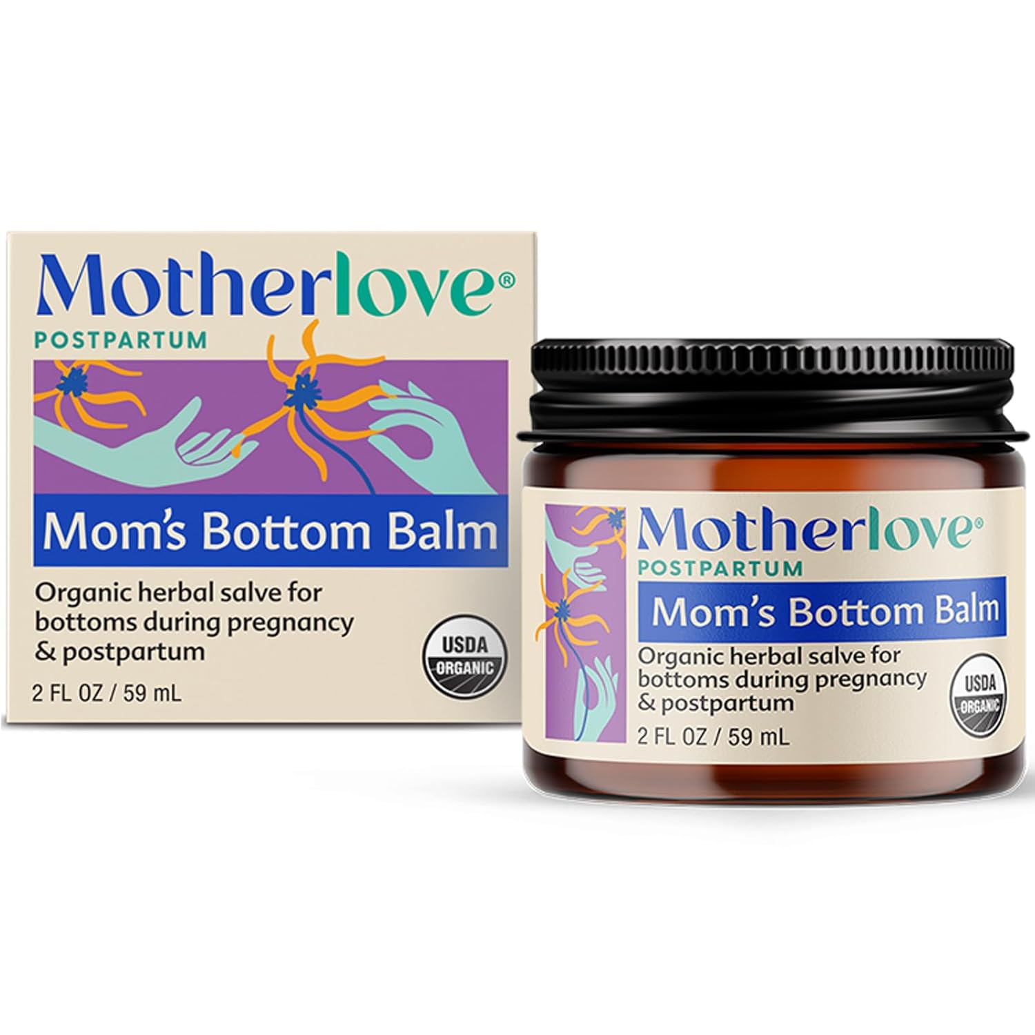 Motherlove Mom’s Bottom Balm (2 oz) Organic Herbal Salve w/Witch Hazel for Bottoms During Pregnancy & Postpartum —Non-GMO Ointment