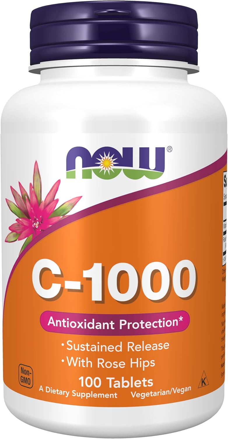 NOW Foods Supplements, Vitamin C-1,000 with Rose Hips, Sustained Release, Antioxidant Protection*, 100 Tablets