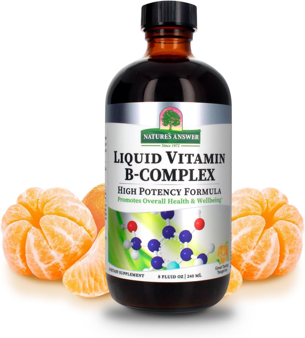 Nature’s Answer Liquid Vitamin B-Complex Supports Healthy Energy Levels | Promotes Healthy Nerve Function | All-Natural Tangerine Flavor | Gluten-Free & Benzoate-Free 8oz