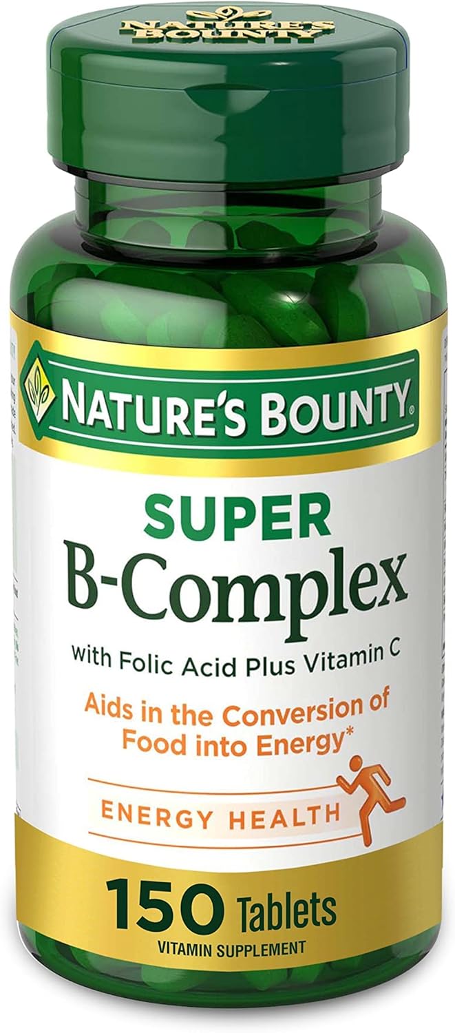 Nature’s Bounty, Super B Complex with Vitamin C & Folic Acid – Immune&Energy Support – 150 Tablets,.