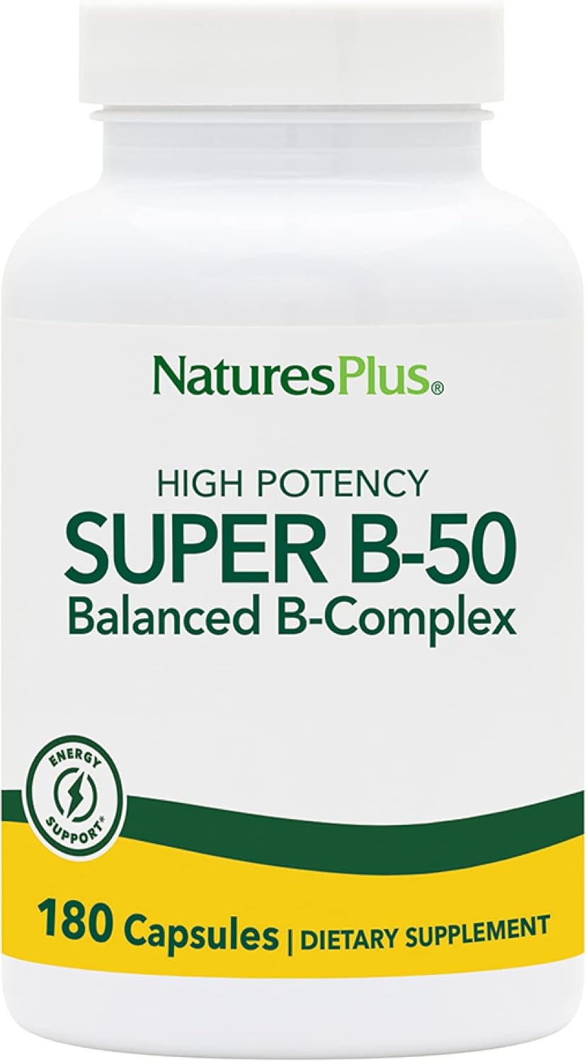 Nature’s Plus Super B-50 Balanced B-Complex – 180 Vegetarian Capsules
