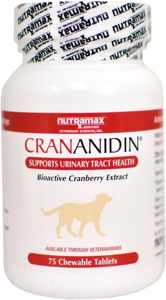 Nutramax Laboratories Crananidin Cranberry Extract Urinary Tract Health Supplement for Nutramax Laboratories Crananidin Cranberry Extract Urinary Tract Health Supplement for Dogs, 75 Chewable Tablets