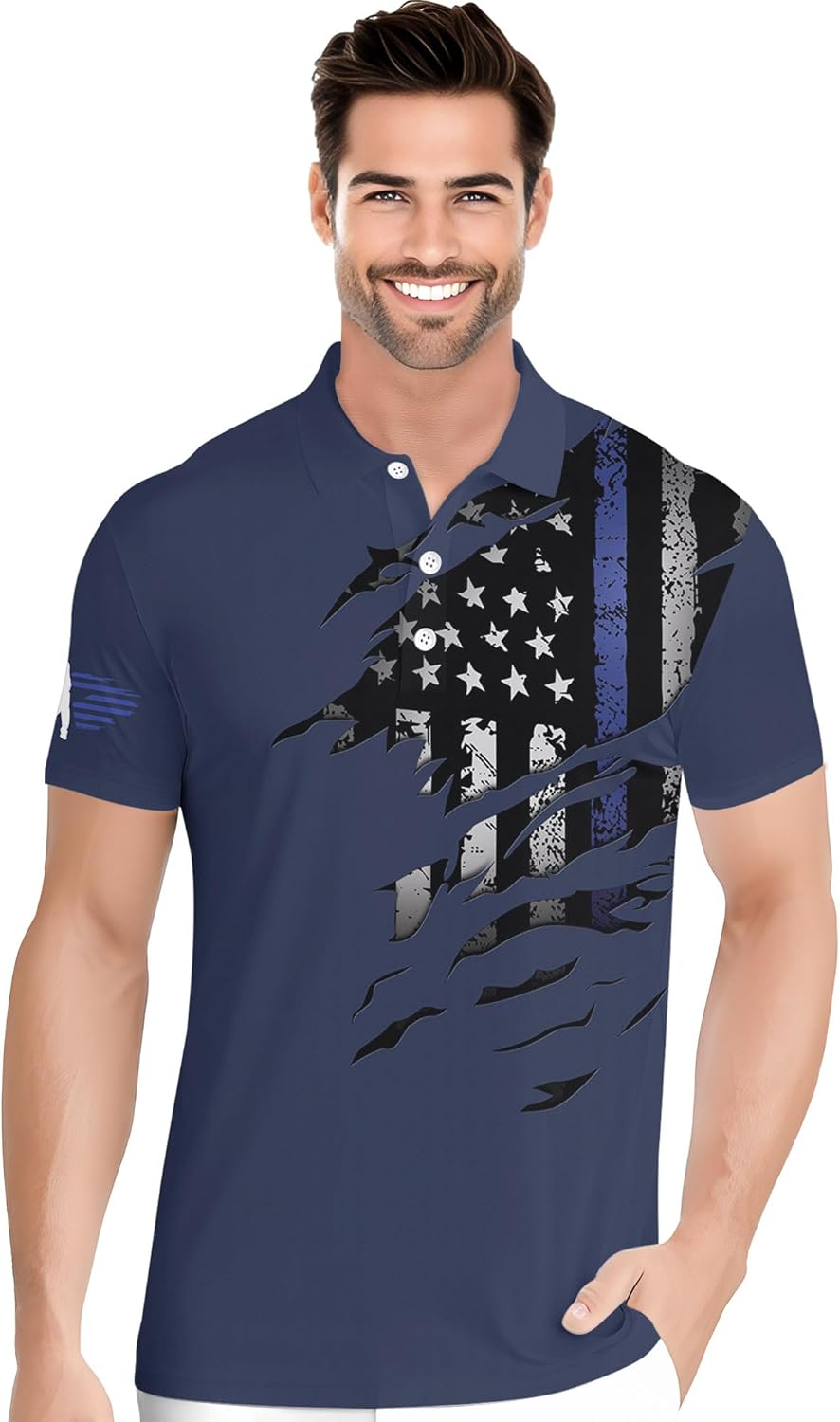 PAGYMO Golf Shirts for Men Crazy Print Funny Hawaiian Mens Polo Shirt