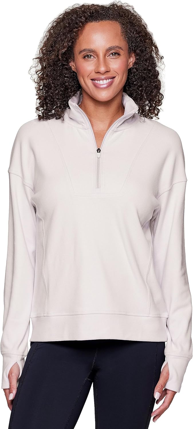 RBX Active 1/2 Zip Pullover For Women Soft Lightweight Zip Mock Neck Running Top
