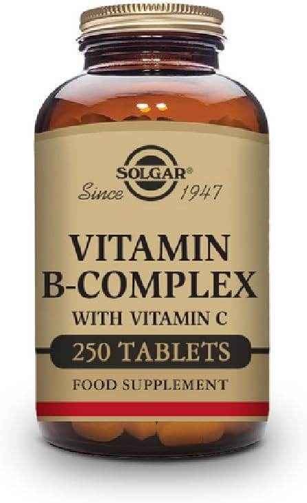 Solgar B-Complex with Vitamin C Stress Formula, 250 Tablets – Energy Metabolism, Nervous System & Immune Support – Non-GMO, Vegan, Gluten Free, Dairy Free, Kosher, Halal – 125 Servings