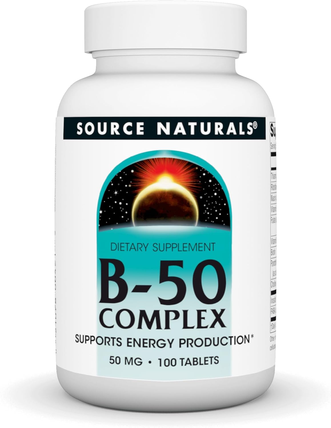 Source Naturals B-50 Complex 50 mg B-Vitamins for Energy Production Support – 100 Tablets