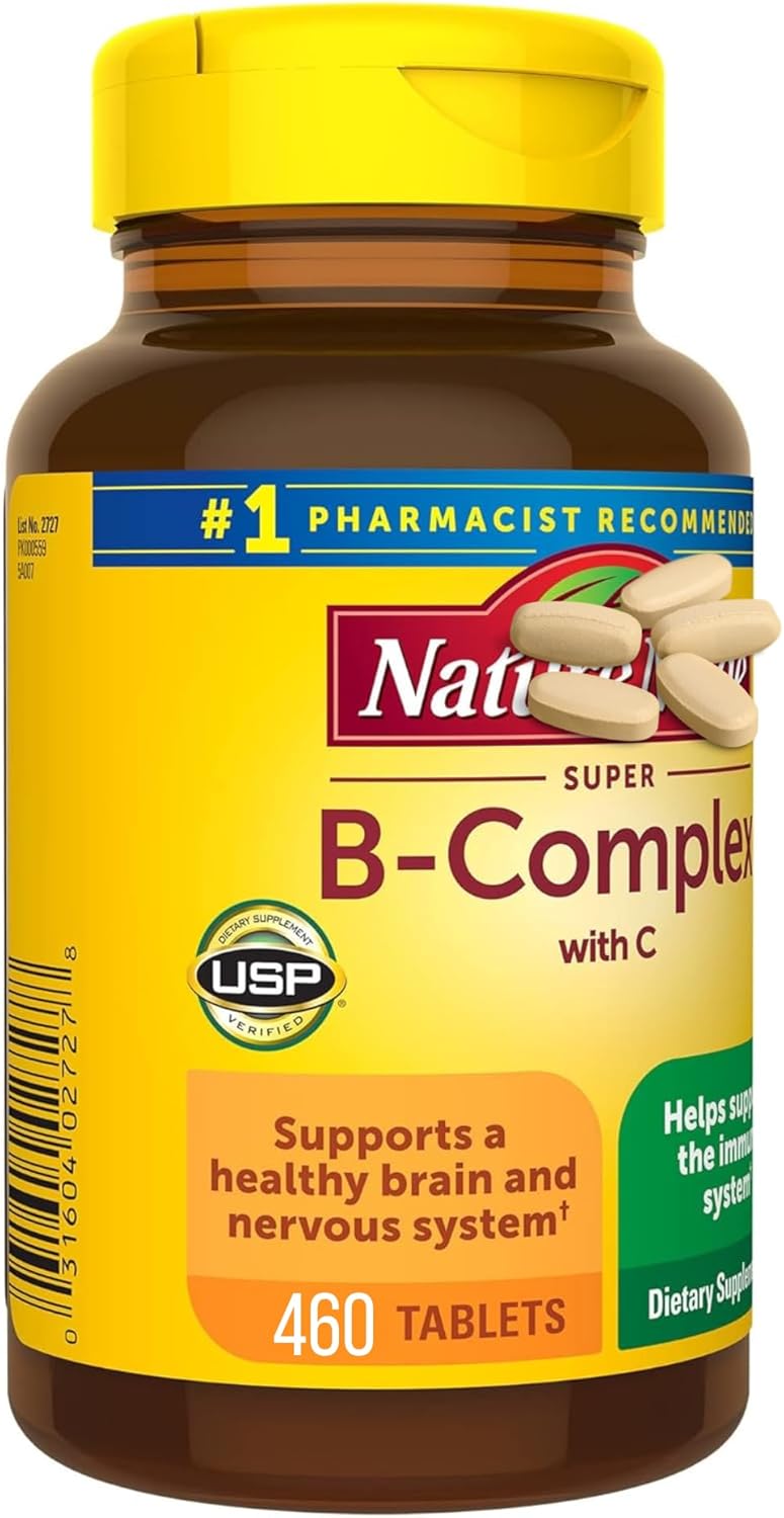 Super B Complex with Vitamin C Tablets Dietary Supplement 460 Tablets (Pack of 1)