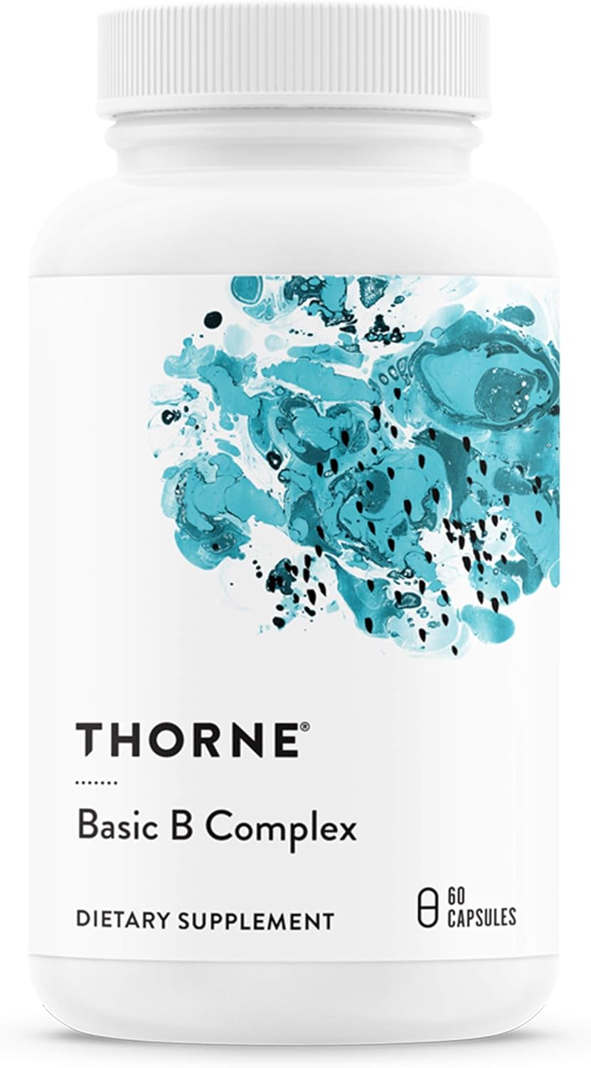 THORNE Basic B-Complex – Tissue-Ready Vitamin B Complex Supplement with Choline – Supports Cellular Energy Production, Brain Health & Red Blood Cell Formation – Gluten-Free, Dairy-Free – 60 Capsules