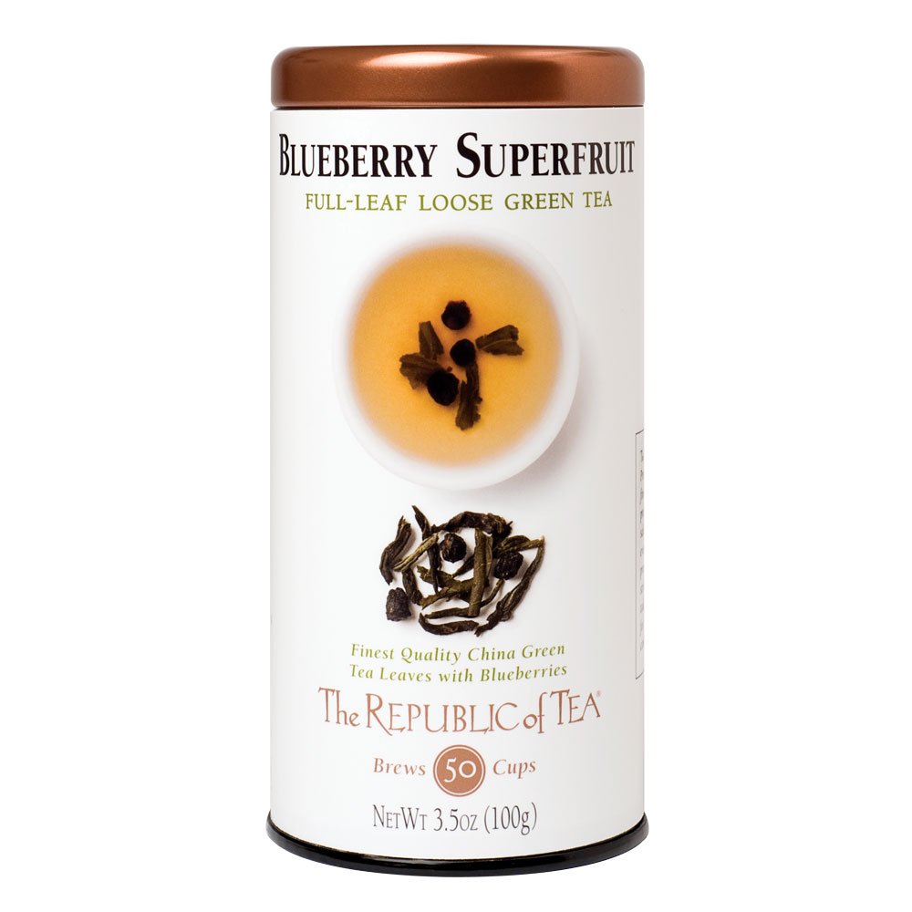 The Republic of Tea Blueberry Green Tea Full-Leaf Tea, 3.5 Ounces / 50-60 Cups