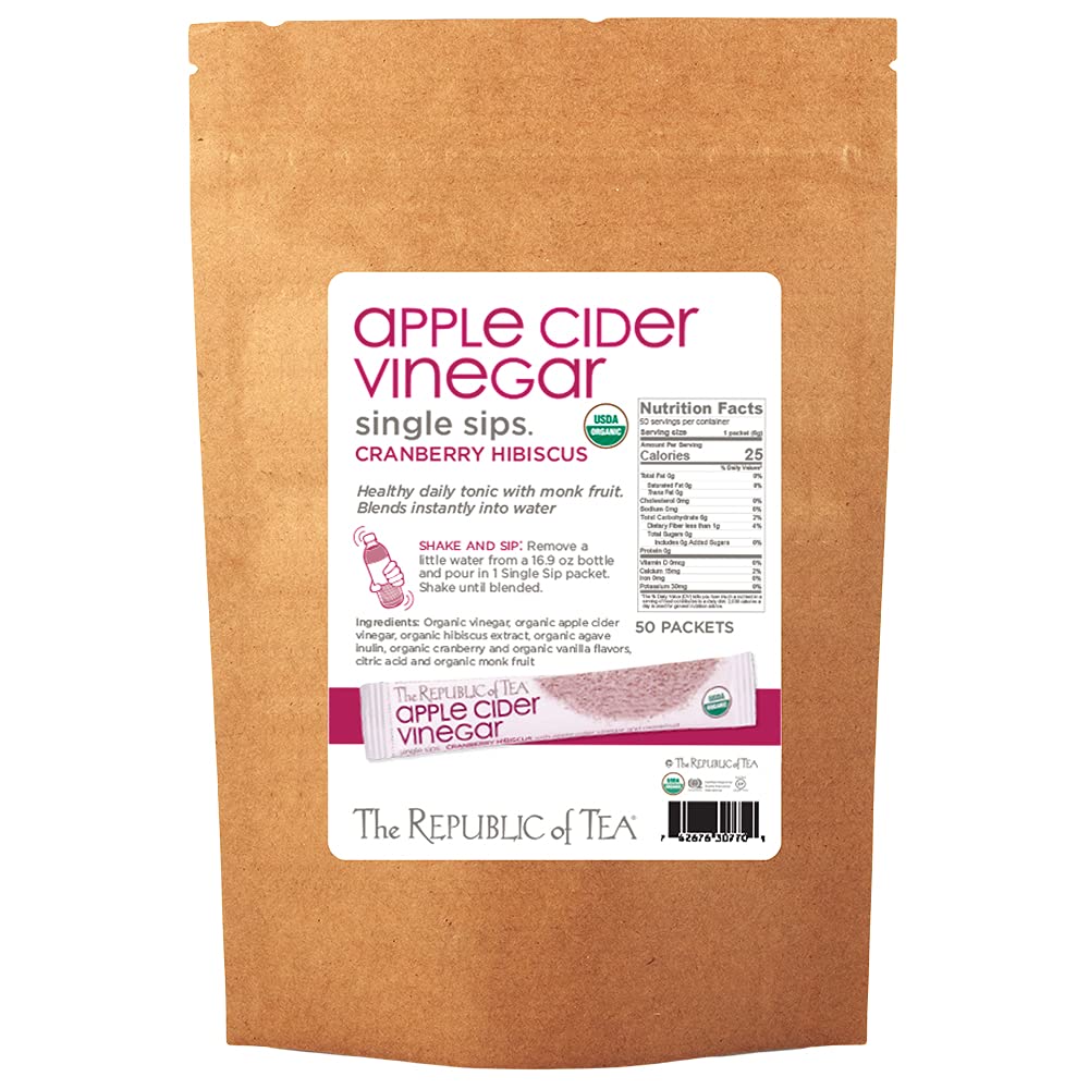 The Republic of Tea Cranberry Hibiscus Apple Cider Single Sips, 50 Single Sips