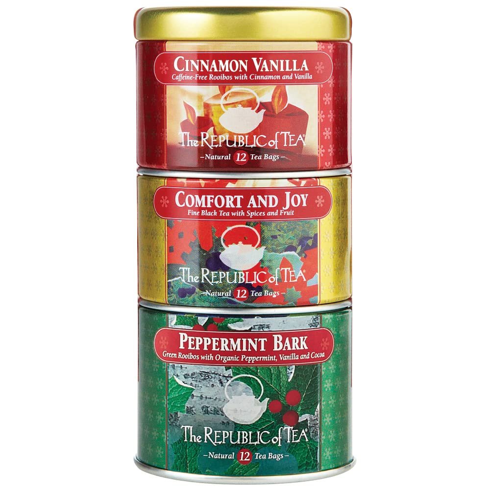 The Republic of Tea – Holiday Stackable Tea Tin, Seasonal The Republic of Tea – Holiday Stackable Tea Tin, Seasonal Assortment, 36 Tea Bags