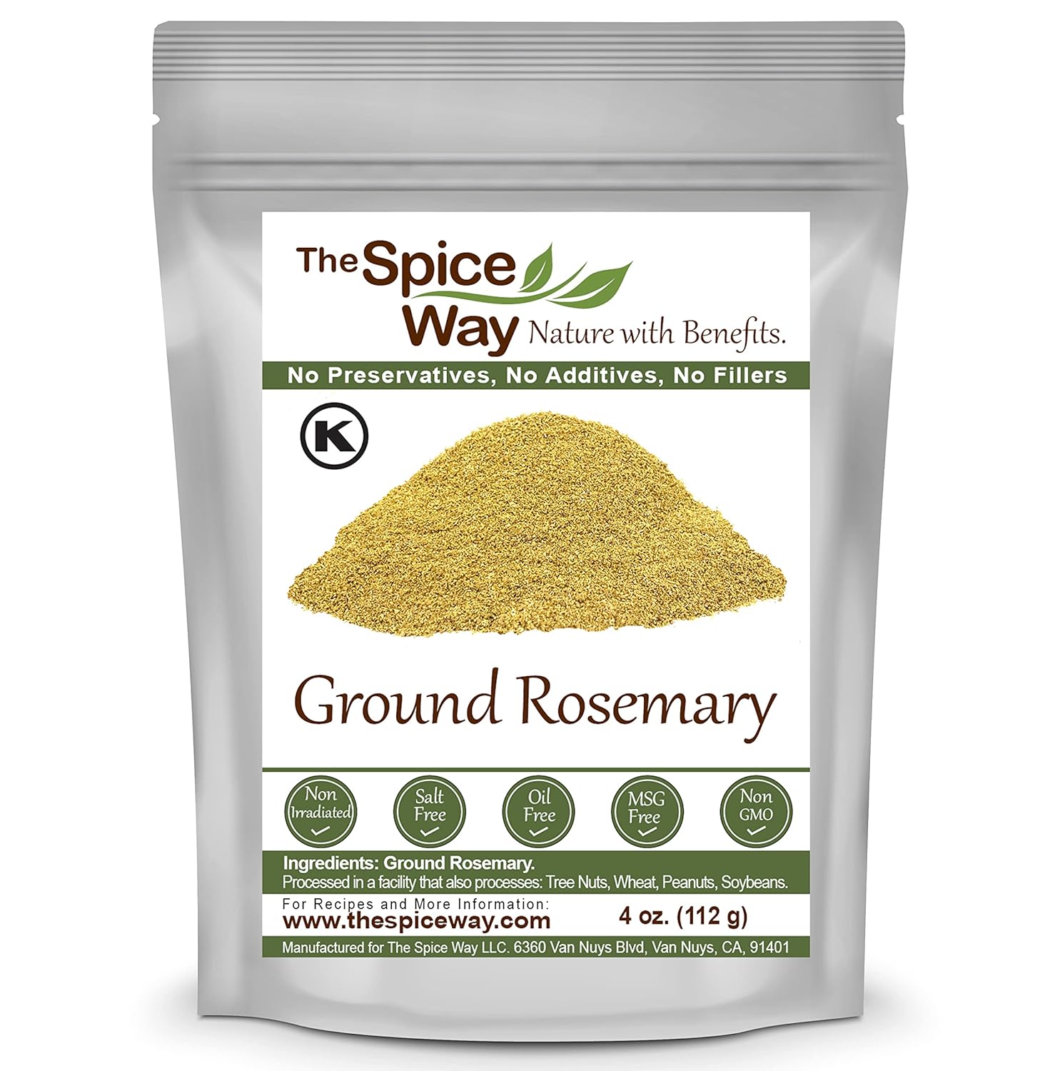 The Spice Way Ground Rosemary – rosemary powder ground pure from rosemary leaves – 4 oz resealable bag